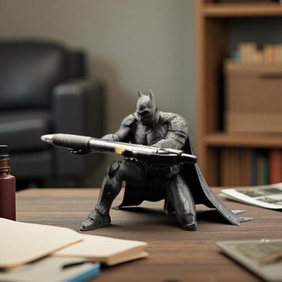 3D Printed Batman Pen Holder, Unique Desk Organizer for Office & Home, Cool Desktop Decoration & Fun Stationery Gift for Batman Fans