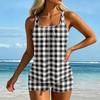 Women’s Striped Tankini Set with Square Neckline and Boyshorts Swimwear Two Piece Bathing Suit for Beach Pool