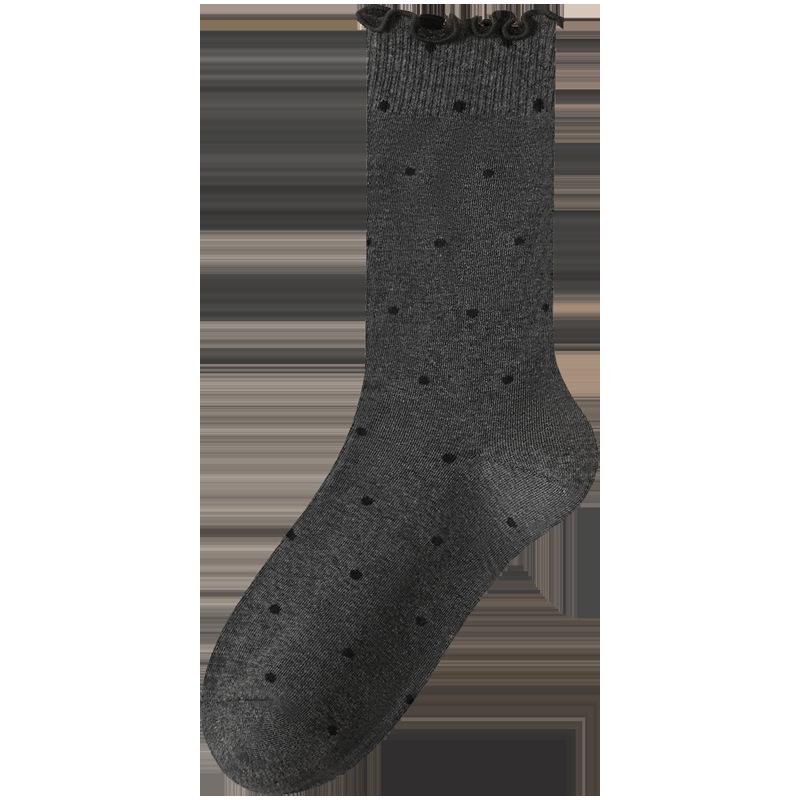 Women's Ruffle Polka Dot Scrunch Socks - Trendy Mid-Calf Cotton Ballet-Style Summer Socks