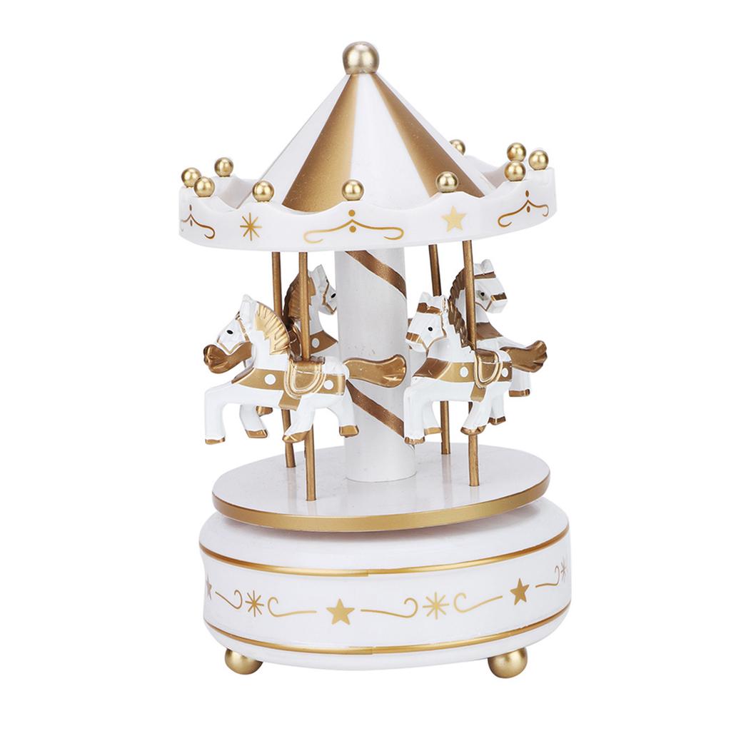 Merry GO Round Music Box Carousel Gift Christmas Wedding Birthday Gift Decor White