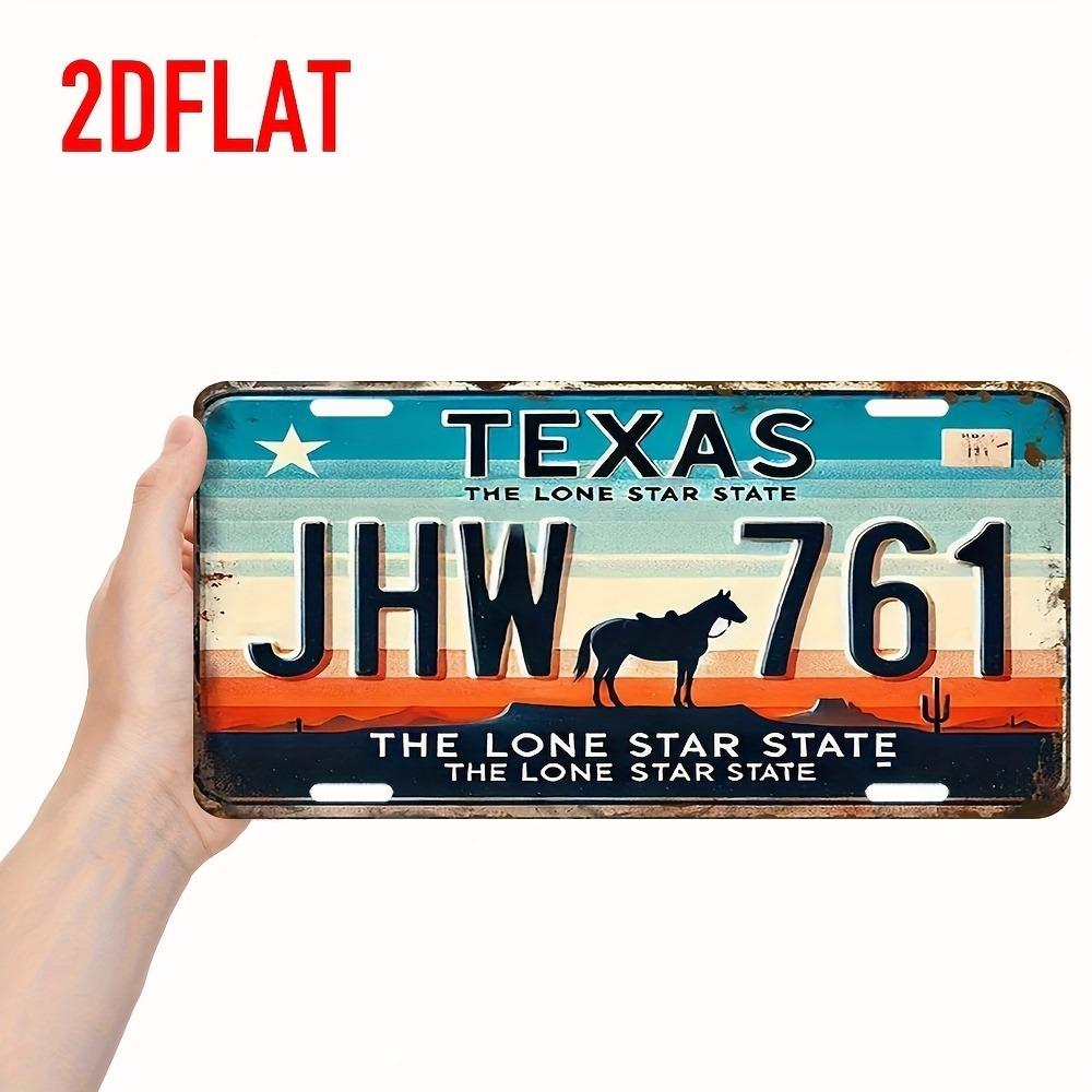 Custom Texas License Plate Tin Sign Horse Cactus Western Rustic Bar Man Cave Decor 5.91x11.81 Inch