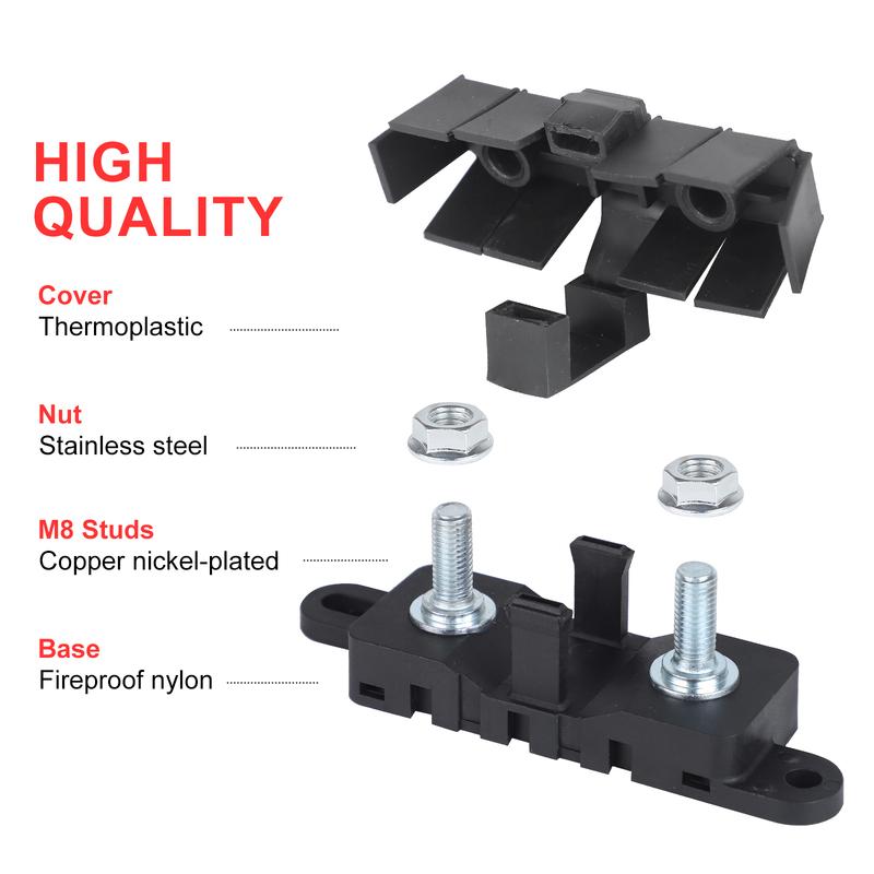 Fuse Holder Block M8 Studs For Marine Boat Automotive 40A-500A 70V Max Cover For MEGA ANL Bolt-On Blade Flat Type Fuse