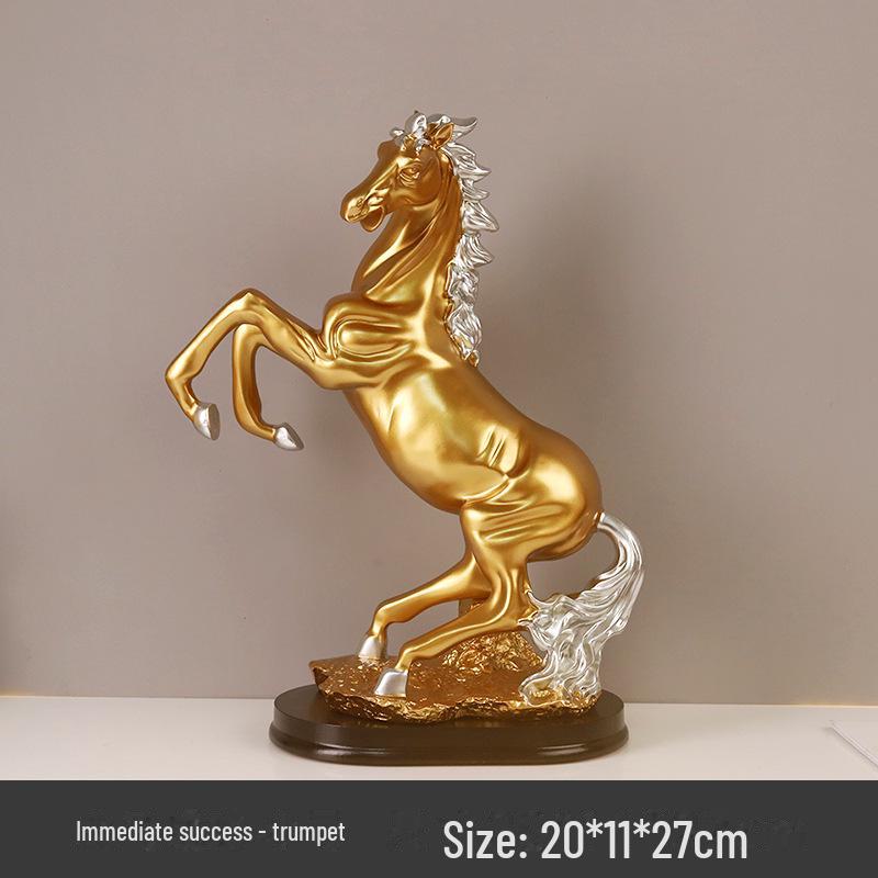 Golden Horse Ornaments: Achieve Success with Modern Home Office Decorations for Instant Wealth.