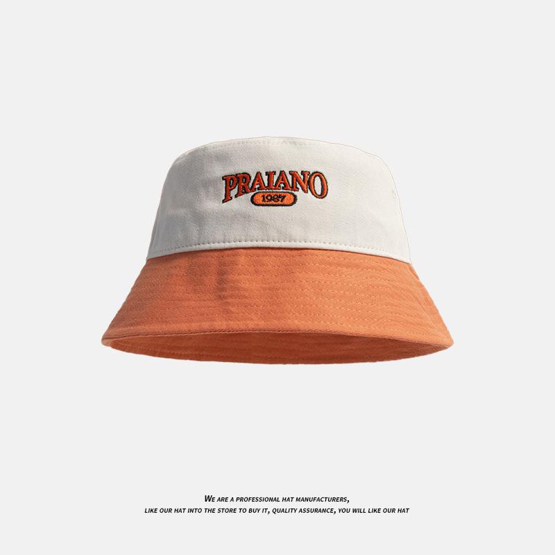 

New letter embroidery contrasting color bucket hat women s summer face small sunscreen basin hat student couple bucket hat Average size (56-58cm)