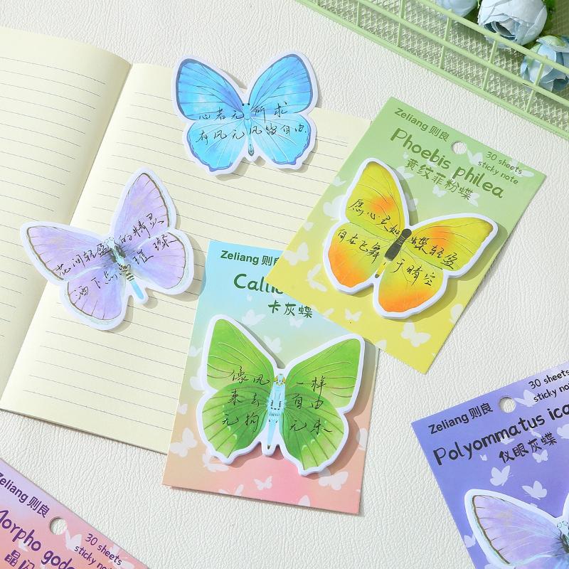 Gift Colorful Butterfly Fluttering Butterfly Sticky Note Creative Cartoon Cute Paper Sticky Memo Pad Kawai Stationery Supplies