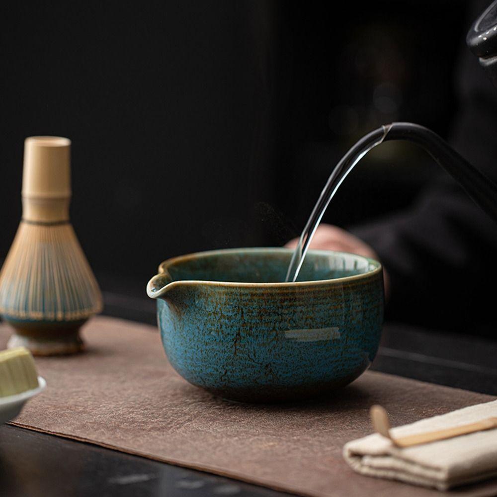 Ceramic Matcha Bowl Kiln Discoloration Smooth Green Tea Maker Cup High Temperature Resistant Large Capacity Tea Brush Stand