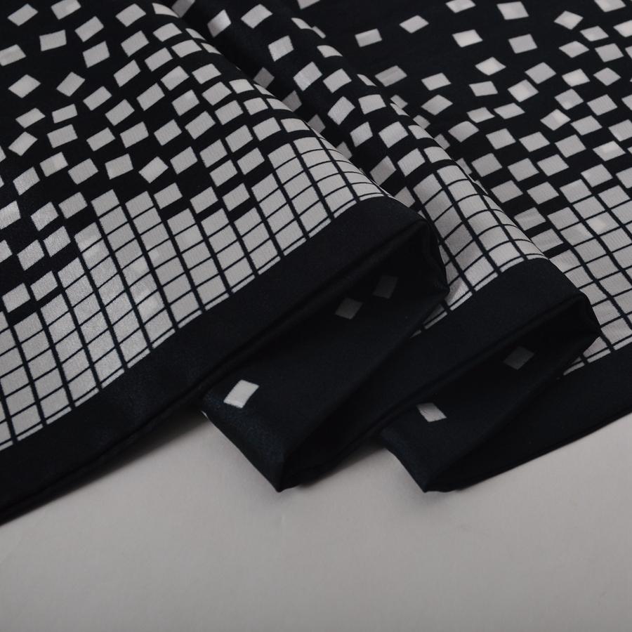 [BYSIFA] Brand Men Silk Scarf Muffler Winter Fashion Accessory 100% Pure Silk Male Plaid Long Scarves Cravat Navy Blue 160*26cm