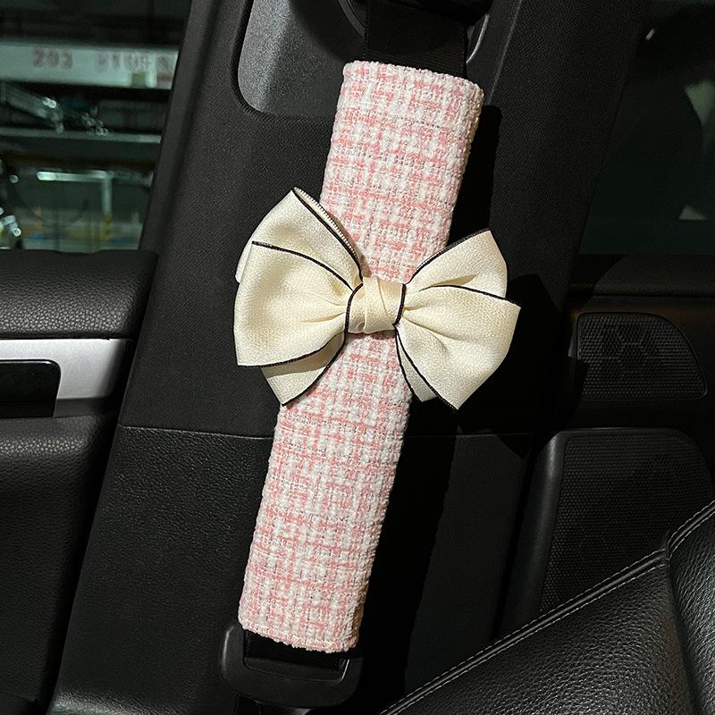 1PC  Flower Shoulder Protector Cartoon Creative Car Seat Belt Shoulder Protector Interior Accessories Princess Bow Decor