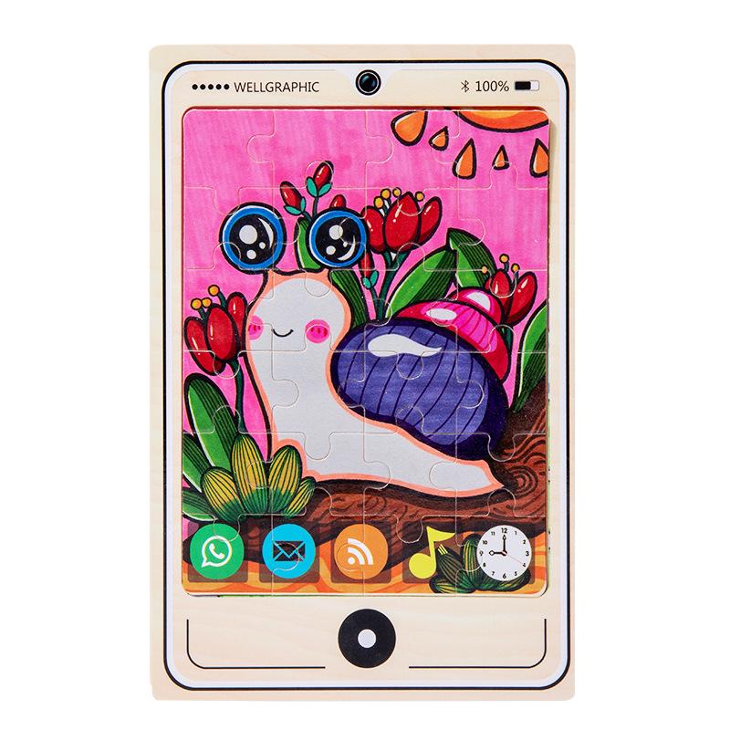 

Деревянный мультяшный пазл из 24 деталей в виде мобильного телефона для детей