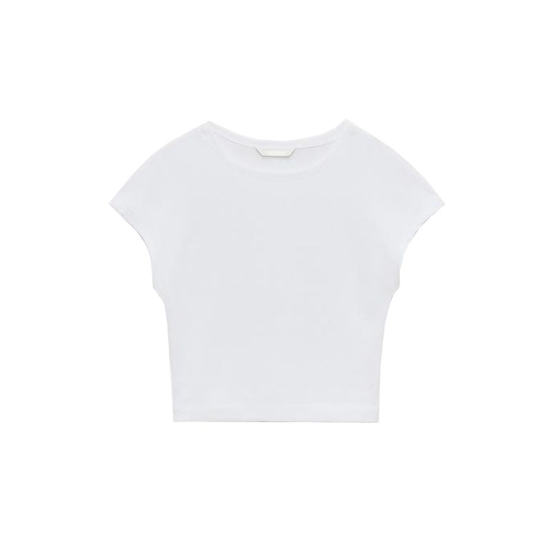 Spring New Women clothes Commuter Leisure Short sleeve Cotton and Modal Blended round Neck Short t-shirt 3641309