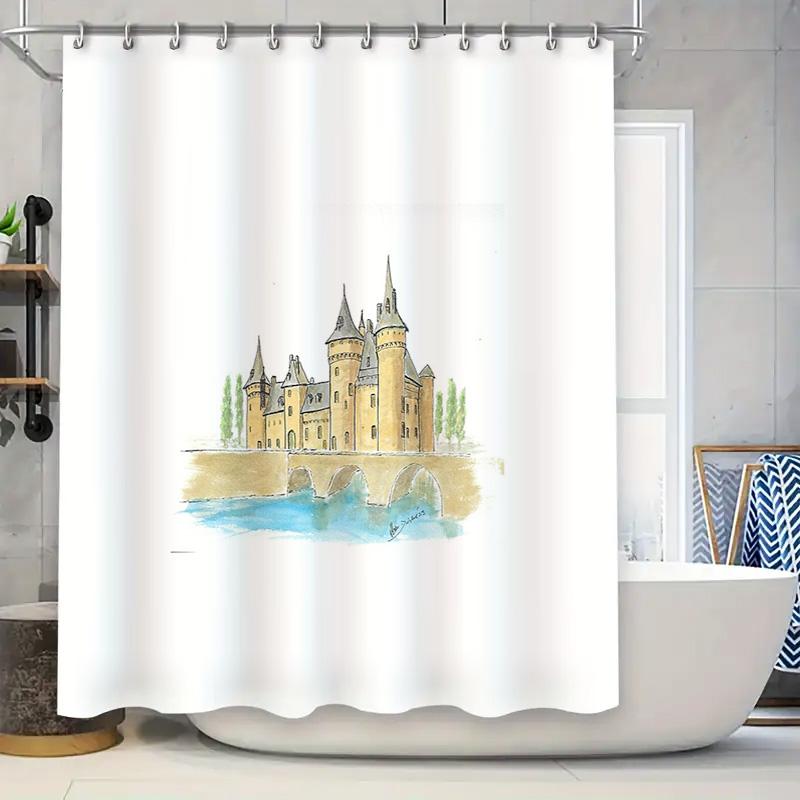 

Elegant Shower Curtain Vintage Floral Pattern Waterproof Bath Decor For Bathroom Farmhouse Style Modern Aesthetic Home Textile W60H190(CM)-1 Pcs