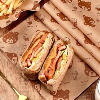 50 szt. Papier do pakowania kanapek Arkusze papieru pergaminowego Odporny na tłuszcz Papier do pakowania Wyściółki do koszyków na jedzenie na piknik na świeżym powietrzu Kościoły Impreza domowa Restauracje