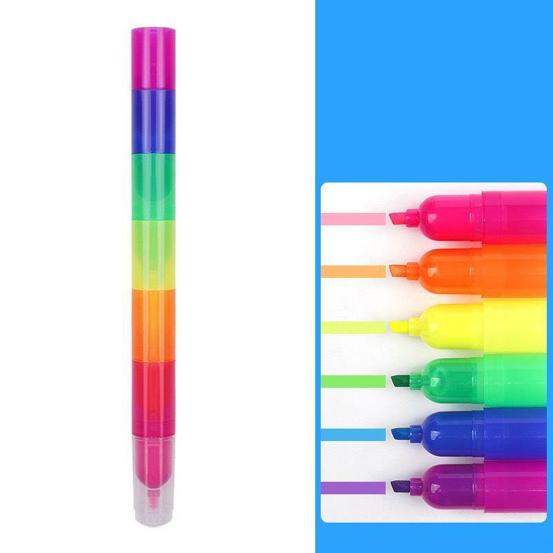 Cartoon Highlighter Set Multi-layered Flower-shaped Marker Pen Cute Cat Paw Print Heart Notebook Pen
