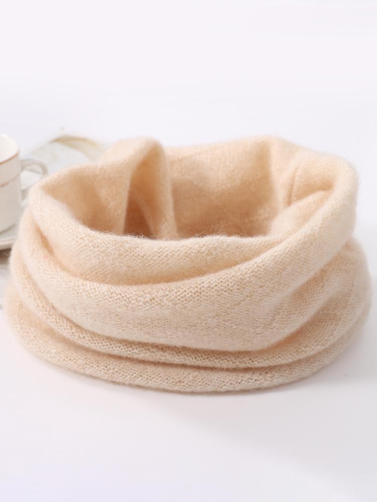 100% Wool Knitted Ring Bandana Scarf For Women Winter Soft Neck Warmer Cashmere Heandband SKi Mask Winter Fashion Fake Collar
