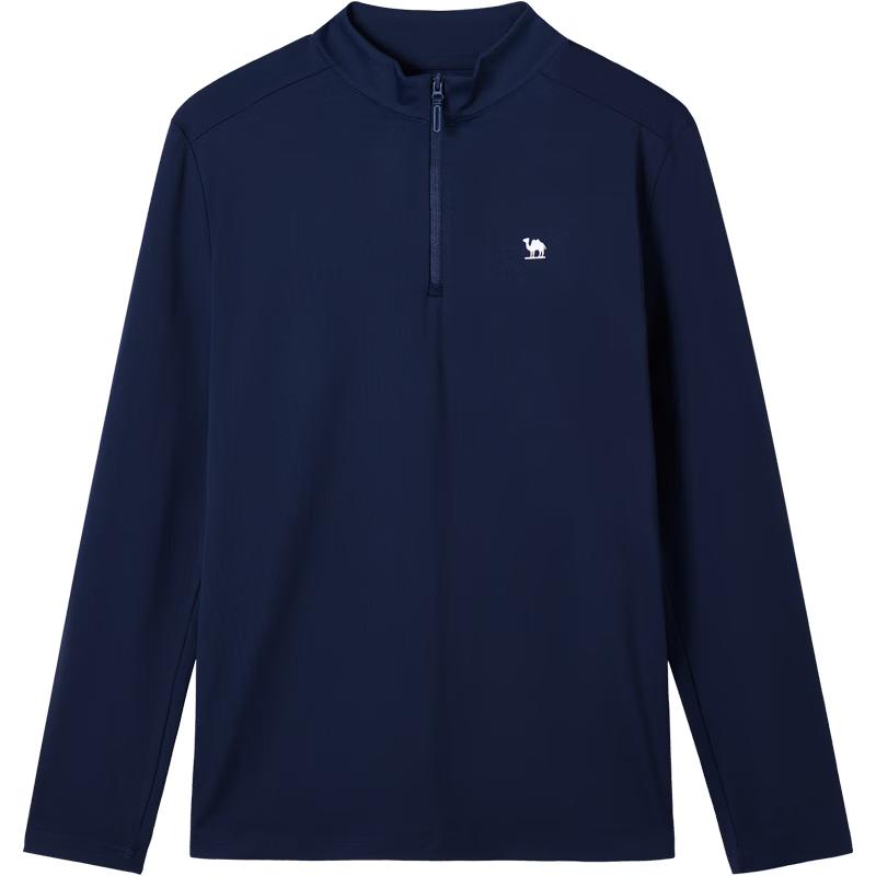 Camel Quick-Dry Half-Zip Long Sleeve Base Layer T-Shirt M