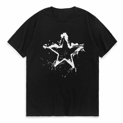 Pentagram Pattern Printed Comfortable Round Neck T Shirt Model Summer Mens Womens Casual Loose Creative Short Sleeved Tees