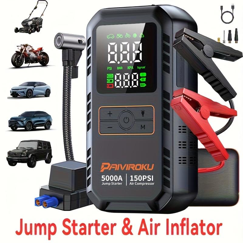 6-in-1 Jump Starter with Air Compressor, 150PSI Air Pump for Car Tires, 5000A Peak Jump Starter Portable Power Bank QY03-16000mAh