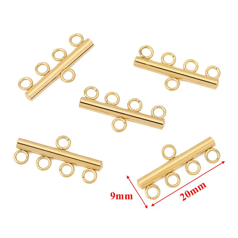 10pcs Stainless Steel Layer Necklace Bracelet Clasp Bails 5 Loops Drop Earrings Chains Connectors DIY Jewelry Findings Supplies