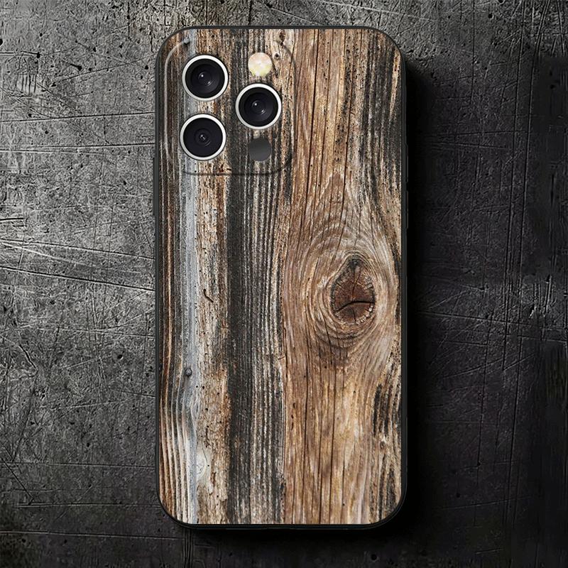 Vintage Wood Grain Pattern Soft Phone Case for iPhone 16 16E 17 Air 15 Pro Max 14 Plus 13 Mini 11 12 7 Black Cover Back Shell