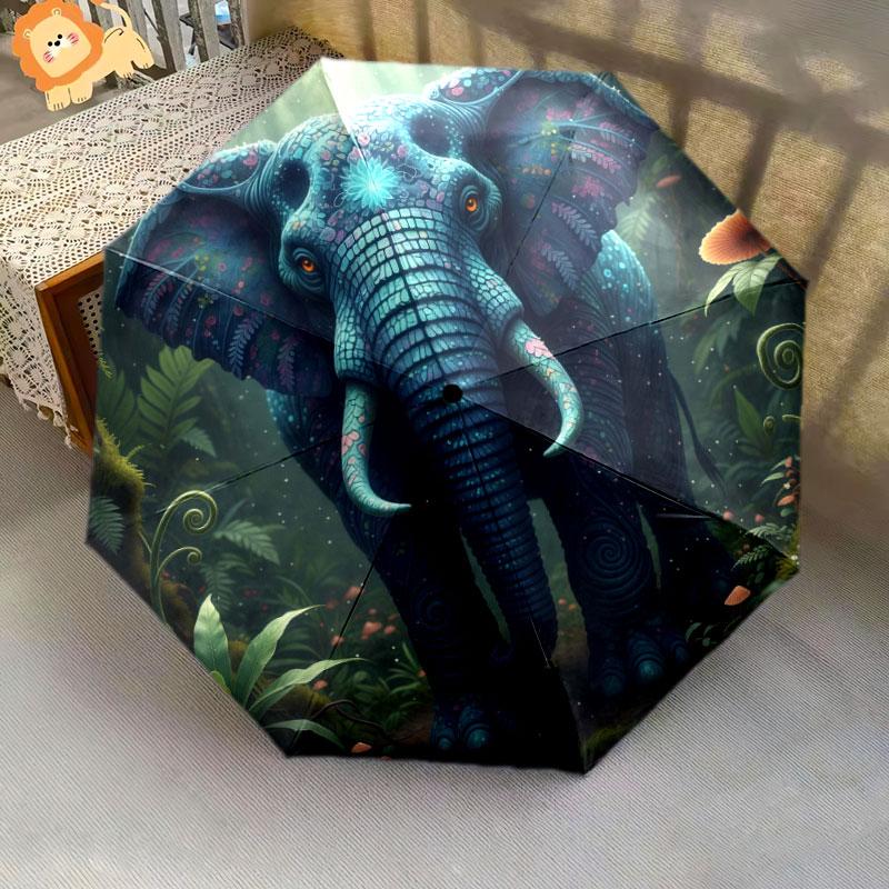 AnimalsElves Pattern Pattern New Style Umbrella, 1 Piece Automatic Folding Umbrella, Portable Travel Umbrella, Outdoor Umbrella, Birthday Gift