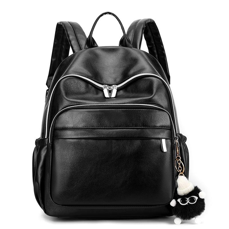 

Женский рюкзак из мягкой искусственной кожи, большой вместимости, дорожный рюкзак чёрный