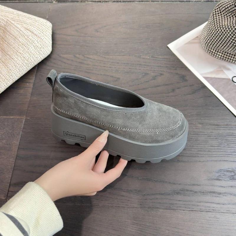 Women's Shoes Early Spring New Retro Leather Shallow Mouth Thick Sole One Pedal Lazy Casual Single Shoe Show