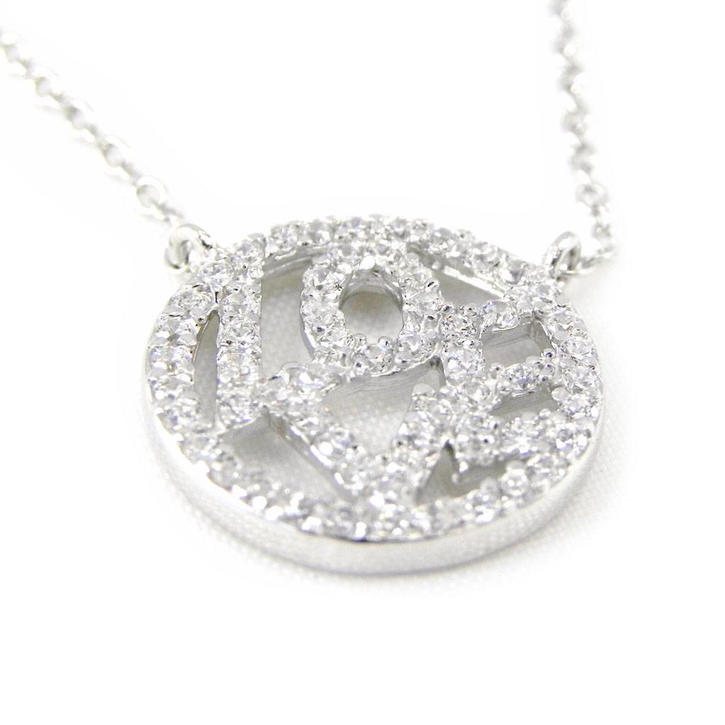 Les Trésors De Lily [H0525] - Collier Argent 'Love' blanc argenté (rhodié) - 15 mm