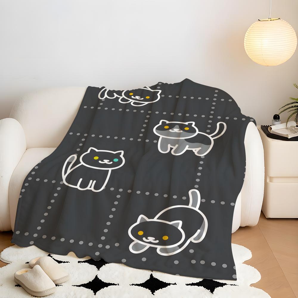 Game N-Neko A-Atsume Throw Flannel Throw Blanket, Lightweight Cozy, Durable Washable Cute Cool