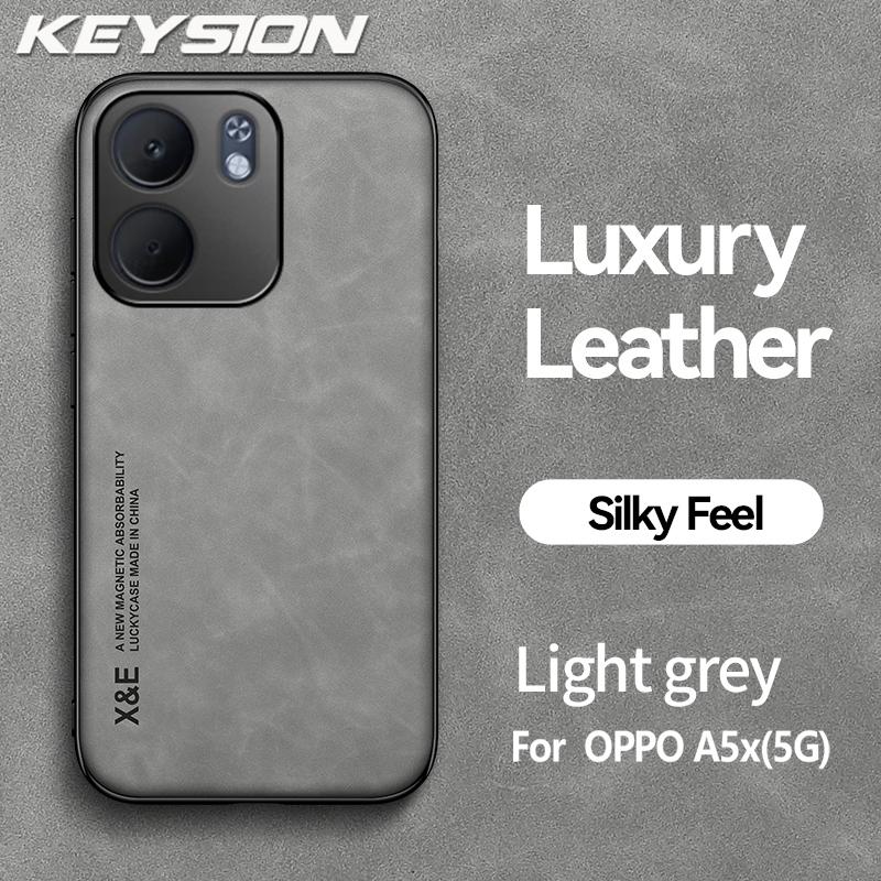 

KEYSION Luxury Retro PU Leather Phone Case for OPPO A5X 5G Soft Silicone+PC Shockproof Phone Back Cover for OPPO A5X 4G for OPPO A5X 5G