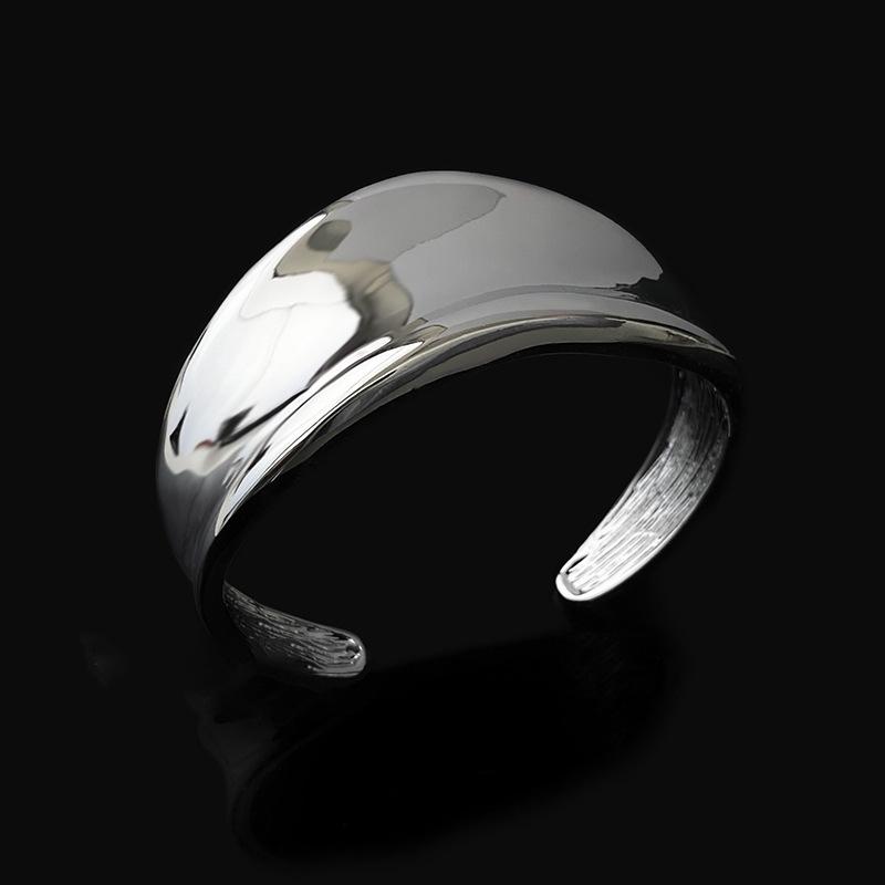 Irregular Curved Wide-faced Wavy Open Bracelet Ins Cold Wind Personalized Bracelet Fashion High-end Jewelry Women