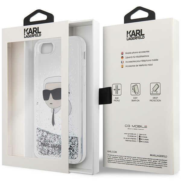 Etui Do iPhone 7 Karl Lagerfeld Glitter Karl Head Srebrne