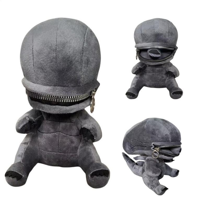 Bambola Peluche con Bocca a Zip a Forma di Xenomorfo Alieno Kawaii Cuscini Peluche Giocattoli Ripieni Decorazione Cartone Animato Giocattolo Trendy Regalo di Compleanno