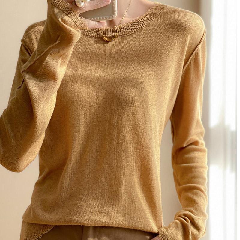 

Women Sweaters Pullovers 2025 Autumn Winter Long Sleeve O-Neck White Knitted Sweater Women Tops Pullover JJ151 One Size верблюд