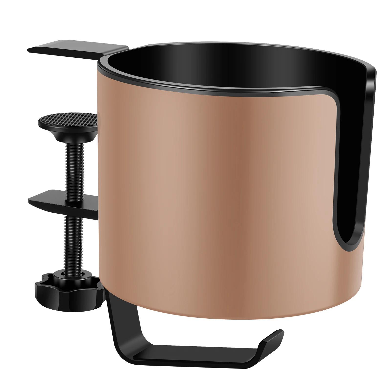 

2 в 1 держатель для наушников, нескользящий регулируемый настольный зажим, подставка для кофейных кружек, стаканов для воды, наушников, игровых настольных аксессуаров, НОВЫЙ коричневый