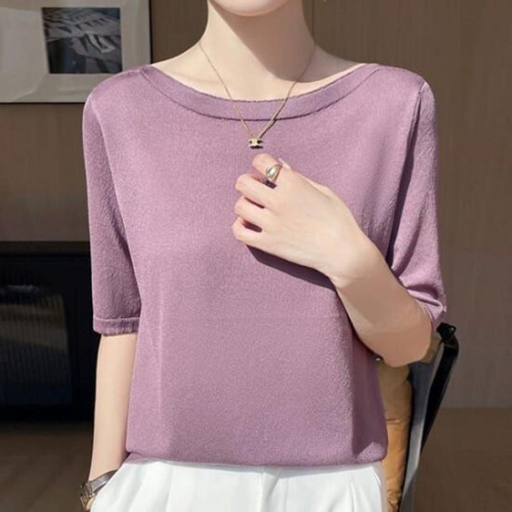 Navava 5 Sleeve KniT T Round Neck Simple Daily Nk2910