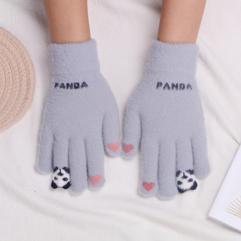 New knitted cartoon gloves plush cold-proof gloves women's winter warm plush thickened student gloves