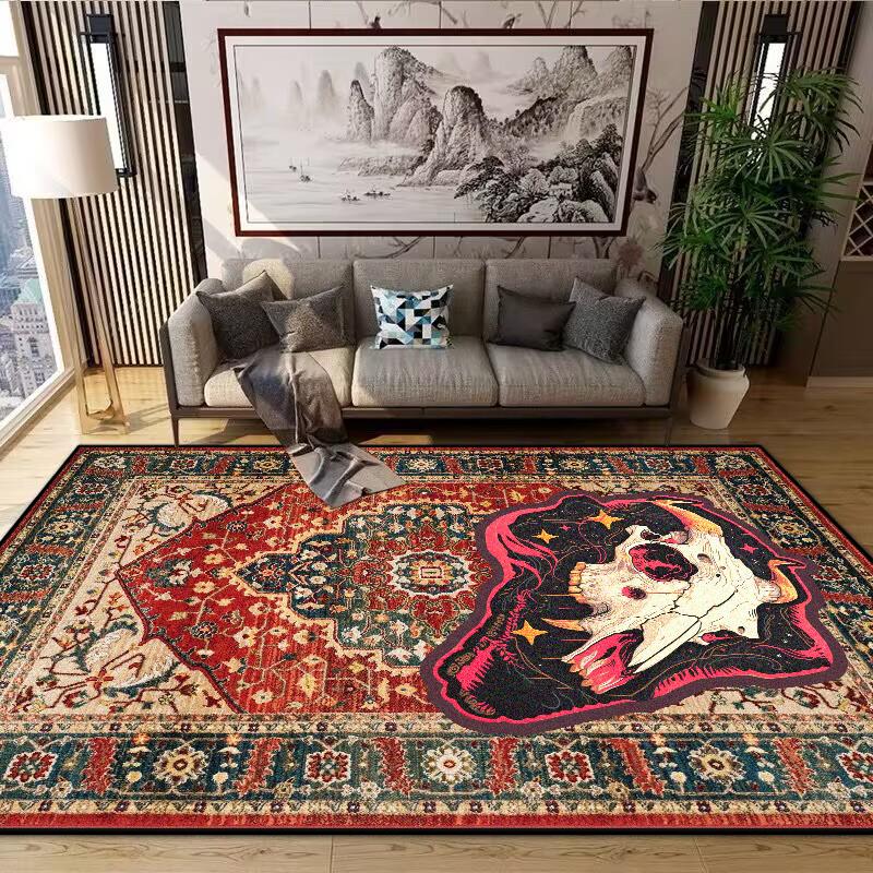 Persian Living Room Rugs Decoration Bedroom Deluxe Anti Slip Floor Mats Large Area Carpet Lounge Rug Cartoon Skull Mat
