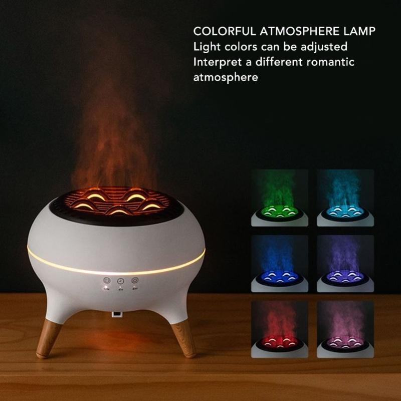 Flame Aromatherapy Diffuser Humidifier 7 Colors Light Essential Oil Diffuser With Timer And Remote Control For Desk Office