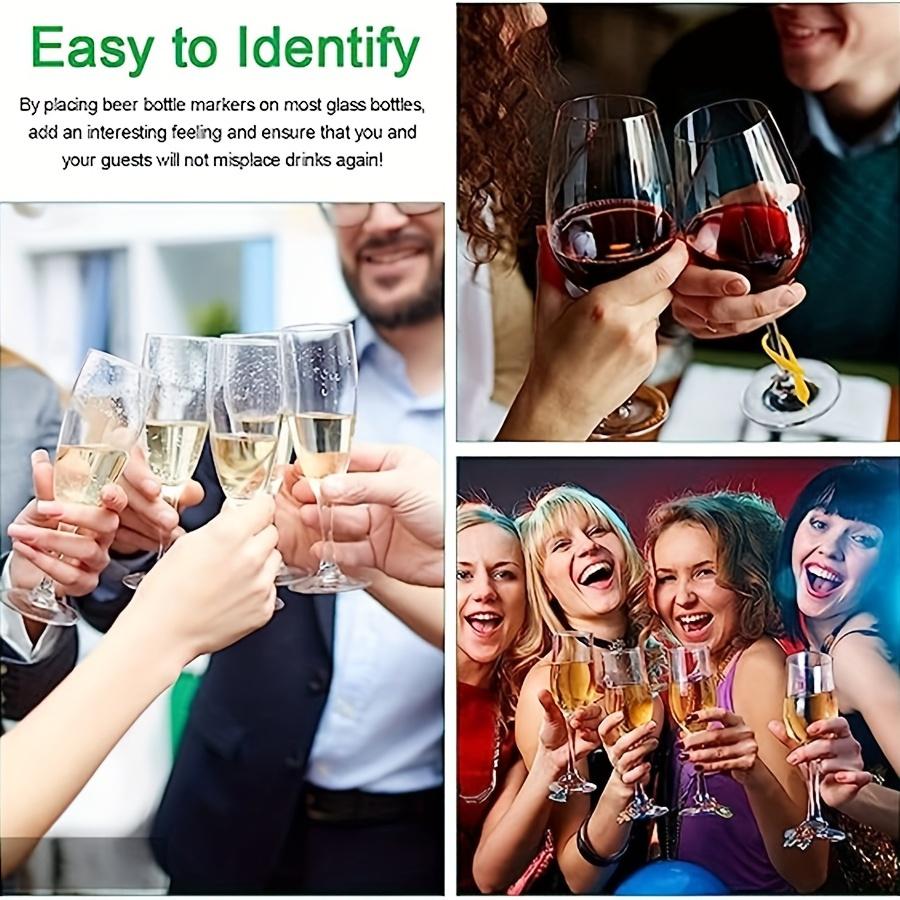 12pcs Silicone Wine Glass Markers, Reusable Beverage Identification Rings for Home Bar and Party Use