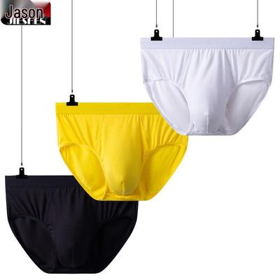 Cuecas de Cintura Média Masculinas - Verão Fino, Confortável, Roupa Íntima Respirável em Branco e Amarelo
