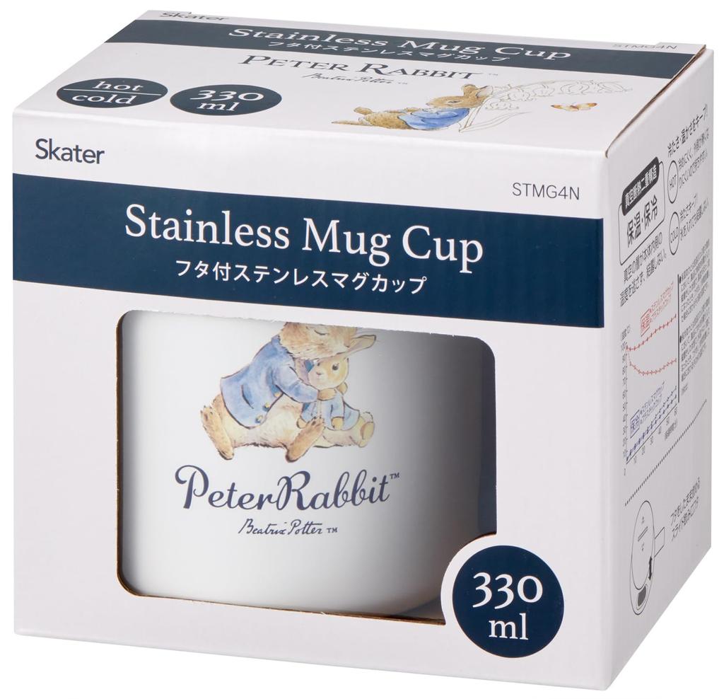 Skater Stainless Steel Insulated Mug with Lid, Vacuum Insulated Double-Walled, 330ml, Peter Rabbit Design, STMG4N-A