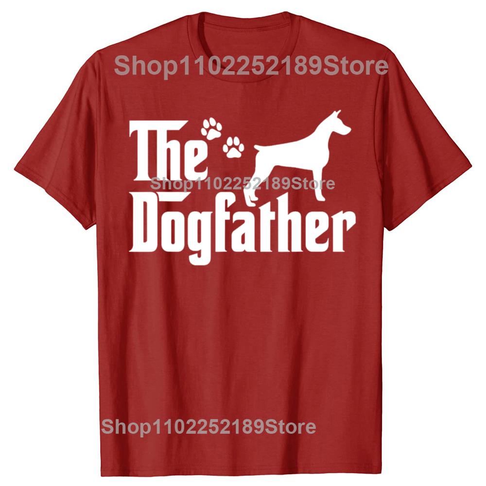 Lustig Der Pate Vatertag Papa Hund Dobermann T-Shirts Herren Damenmode Lässiges T-Shirt 100% Baumwolle Lockeres Übergroßes T-Shirt