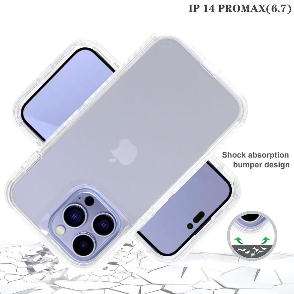iPhone 14/5/7 Pro Max Transparent Robot S24 Ultra 3-in-1 Drop-Proof Case