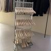 Stainless Steel Multi-Layer Clothes Rack: Floor-Standing, Large Capacity, Brushed Silver for Men and Women’s Pants.