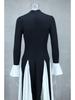 Robe Trapèze Manches Longues à Volants Colorblock Noir & Blanc Euro-Américaine Automne/Hiver 2024 LX0105