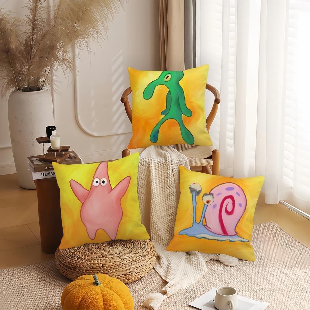Art Monster Squid S-SquarePants Octopus Brother Pillow Case Home Cushion Cover Suitable For Office Sofa Car Suitable For All