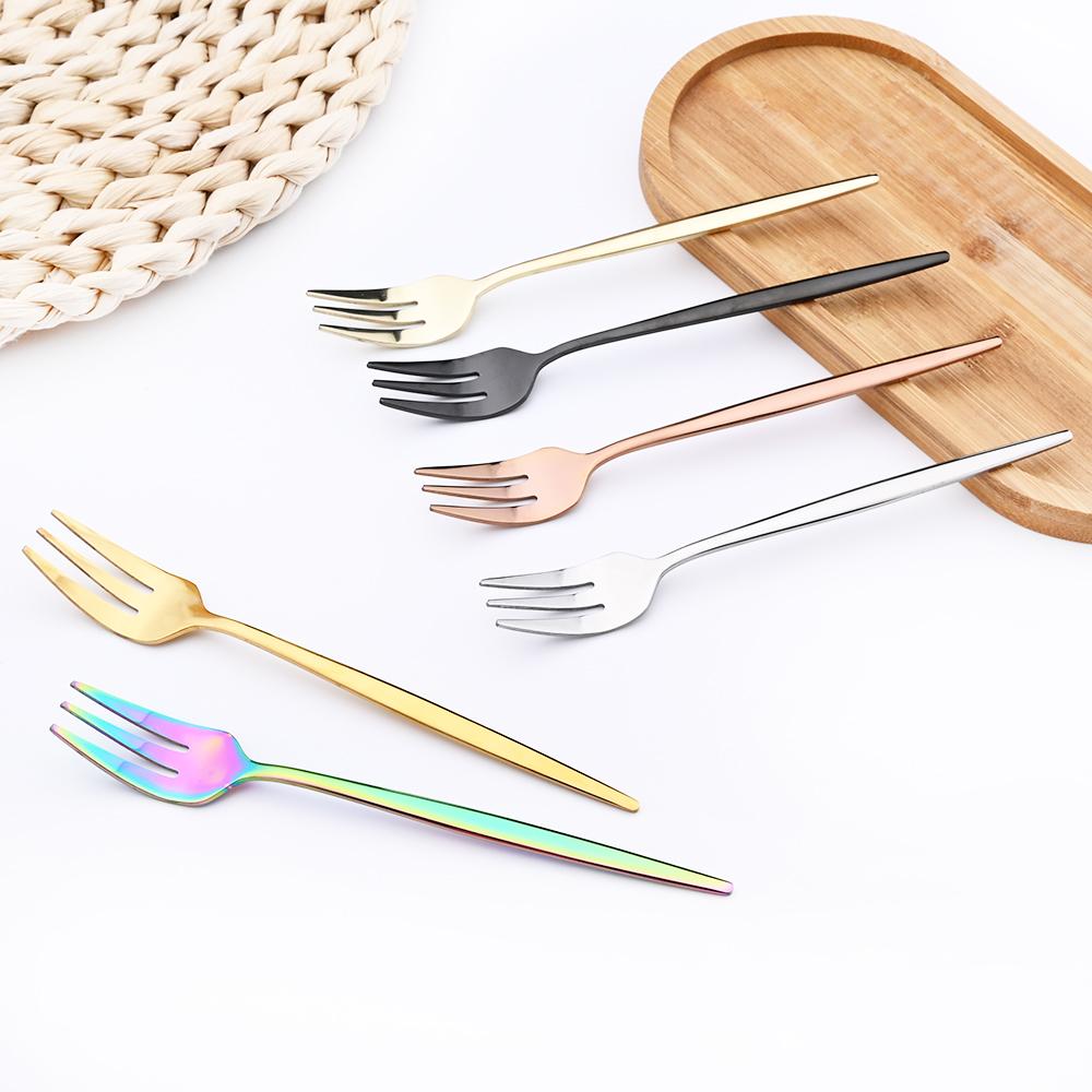 Fruit Tea Fork Dinnerware Stainless Steel Cutlery West Sign Small Fork Cake Dessert Fruit Fork Kitchen Tableware Dropshipping