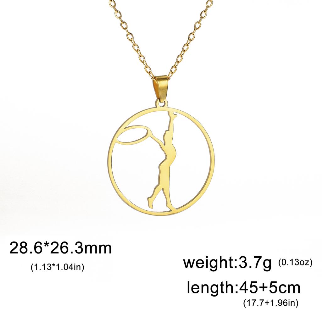 Dreamtimes Gymnastik Halskette Edelstahl Sport Tanz Gerätturnen Eiskunstlauf Athlet Schmuck Anhänger Geschenk für Frauen
