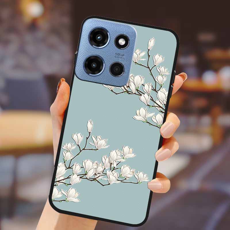 For Motorola G 5G 2025 Phone Case Bumper Soft TPU Silicone Back Cover 3D Flower Emboss Shell For Motorola Moto G 5G Fundas Coque