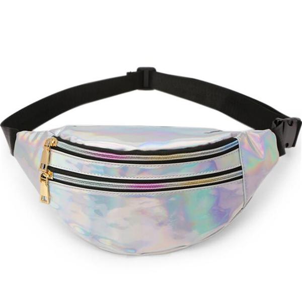 New Arrival Pu Leather Geometric Pattern Chest Bags For Girls Boys Laser Water-Repellent Sports Waist Pack Pocket Crossbody Bags